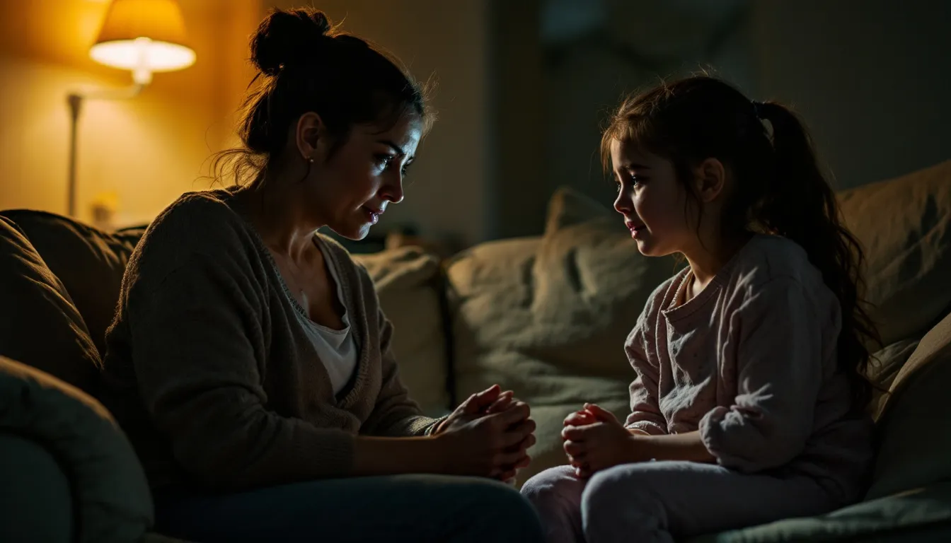 A parent supporting a child emotionally during a divorce.